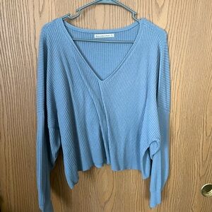 Blue Abercrombie & Fitch Cropped Ribbed Sweater